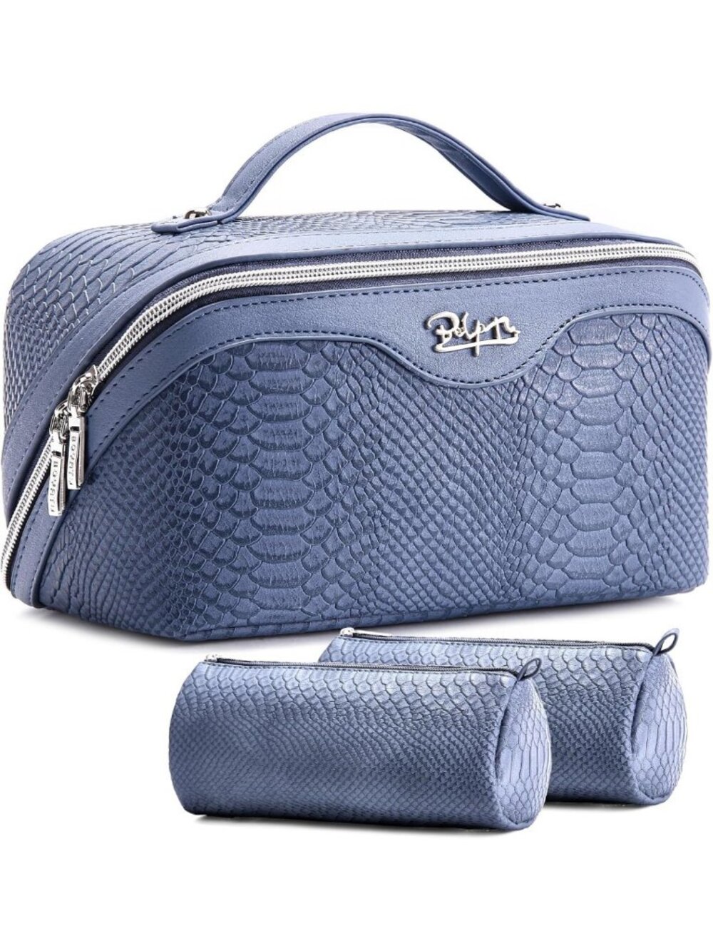 BOYATU Travel Makeup Bags for Women: 3 Pcs Set Wide Open Cosmetic Bag - Portable